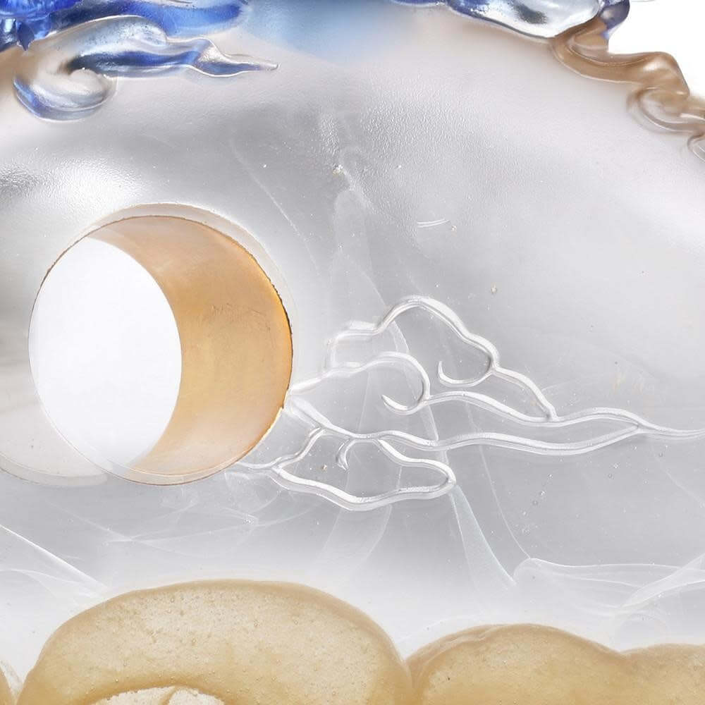 LIULI Crystal Art Crystal Dragon "Emergence of the Leadership Dragon" Amber/Blue(Limited Edition)