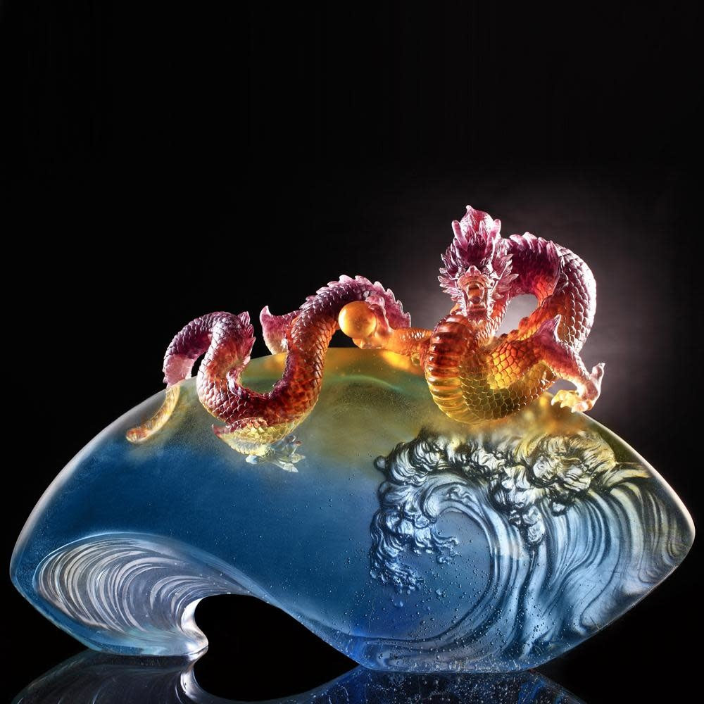 LIULI Crystal Art Crystal Mythical Creature, Dragon, "The Space Between Heaven and Earth"