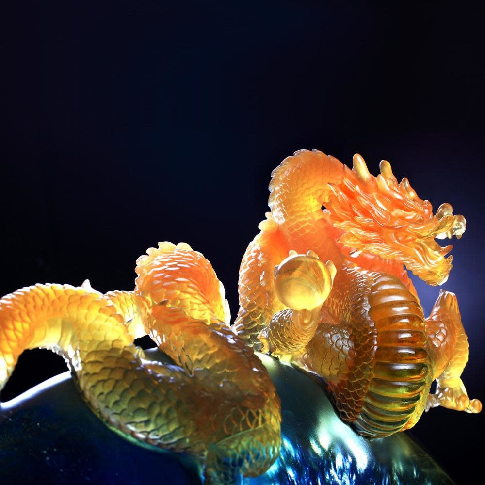 LIULI Crystal Art Crystal Mythical Creature, Dragon, "The Space Between Heaven and Earth"