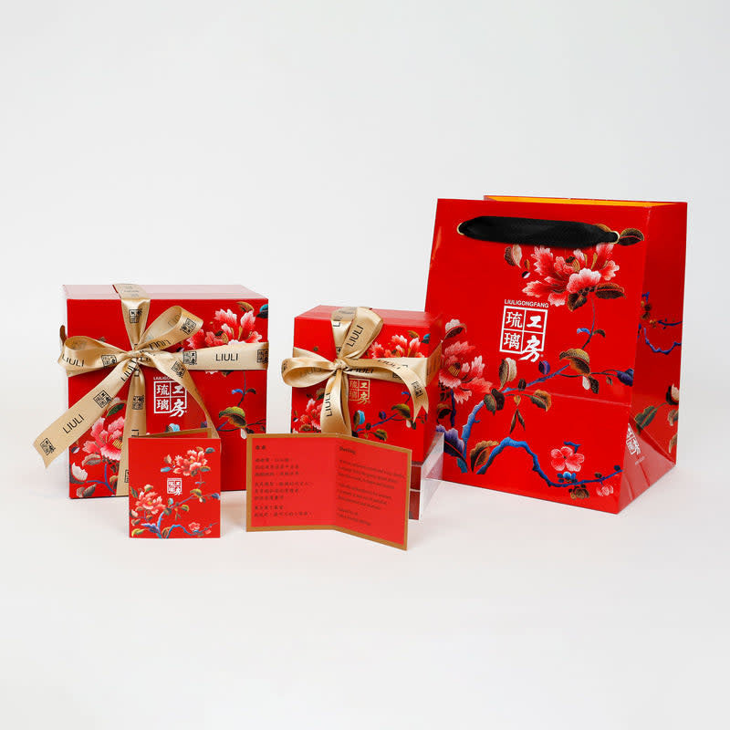 LIULI Crystal Art Crystal Foo Dog Figurine, "Felicitous Lions"