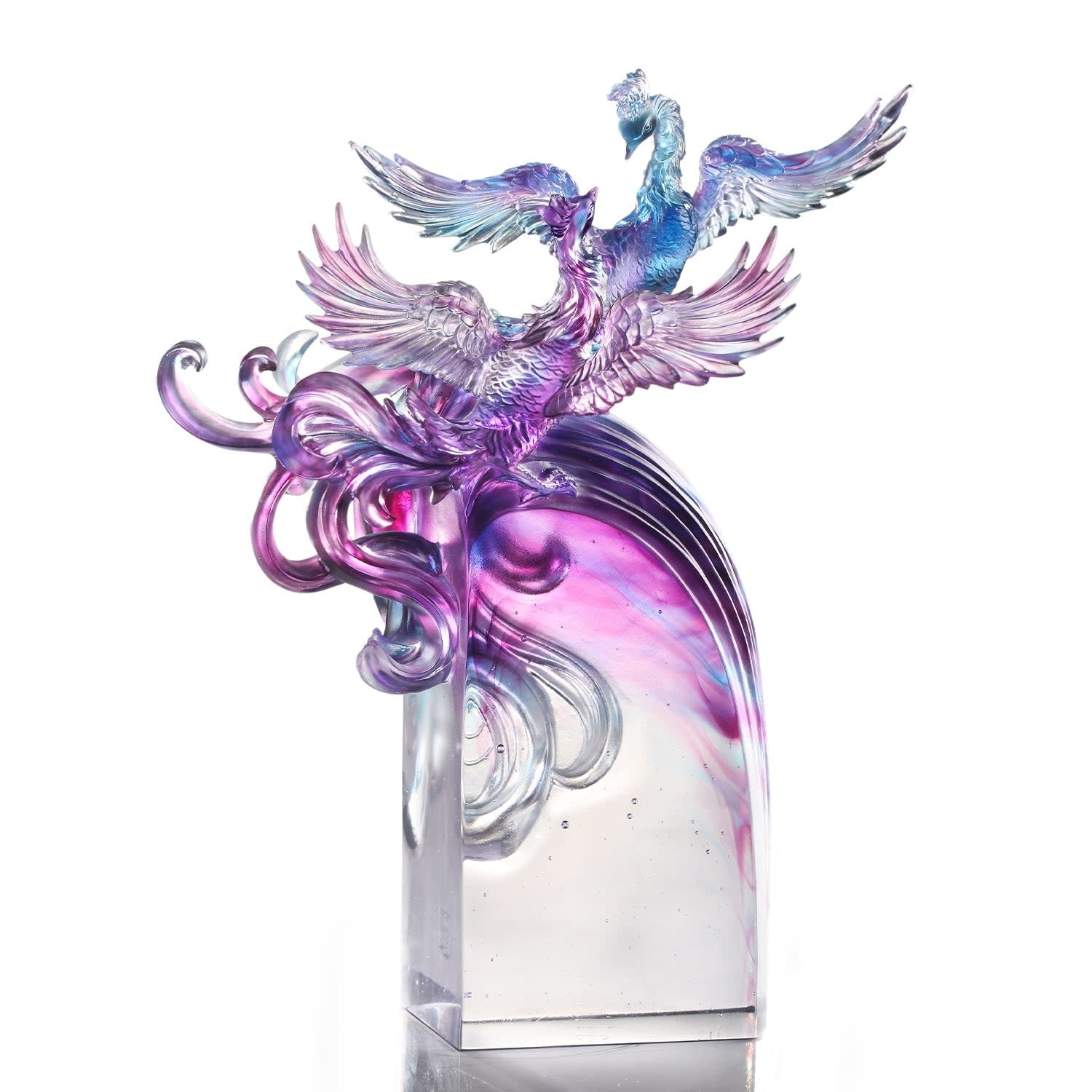 LIULI Crystal Art Crystal Phoenix, "Splendor In The Nine Heavens"