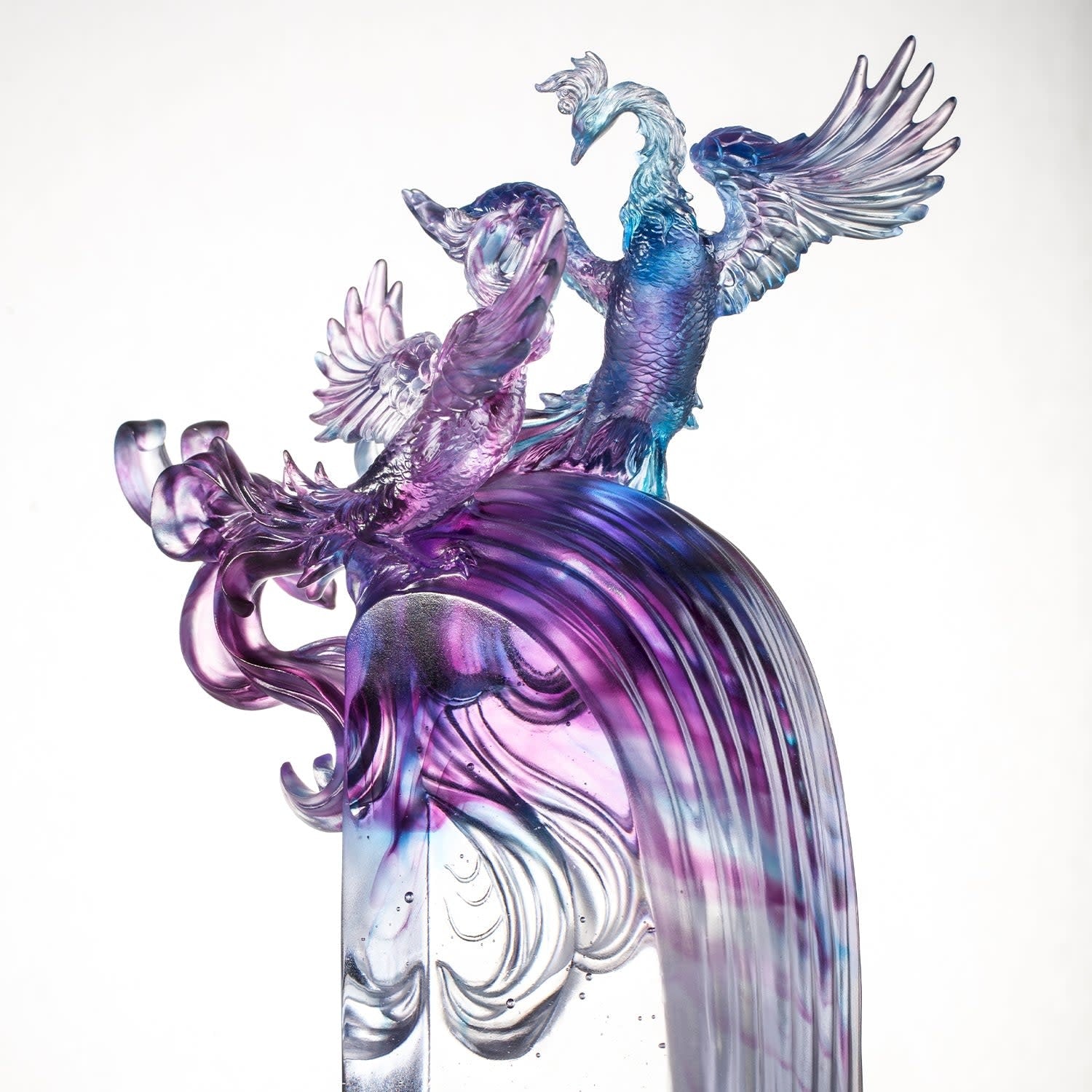 LIULI Crystal Art Crystal Phoenix, "Splendor In The Nine Heavens"