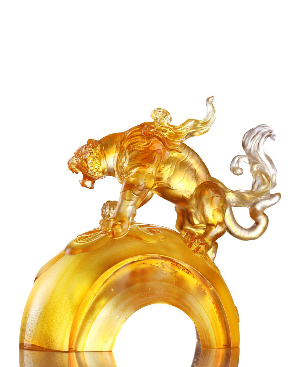 LIULI Crystal Art Crystal Tiger, "Divine Tiger - Might"