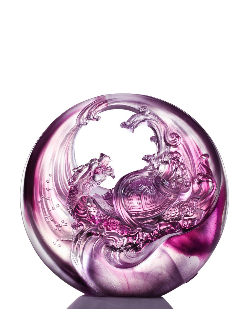 LIULI Crystal Art Crystal Mythical Creatures, Set of 5, Dragon, Vermillion Bird, Qilin, Tiger, Tortoise (Dark set)