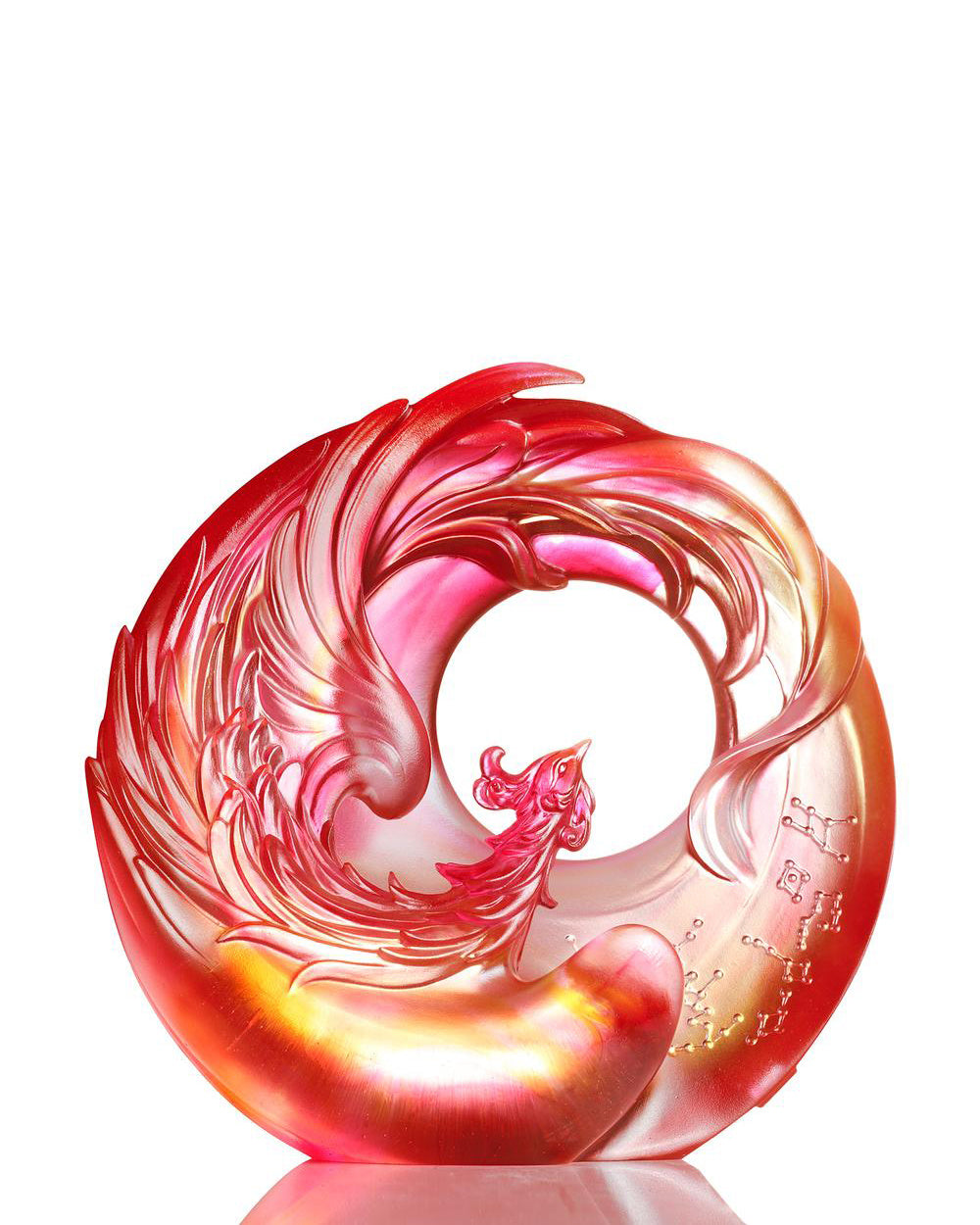 LIULI Crystal Art Crystal Mythical Creatures, Set of 5, Dragon, Vermillion Bird, Qilin, Tiger, Tortoise (Dark set)