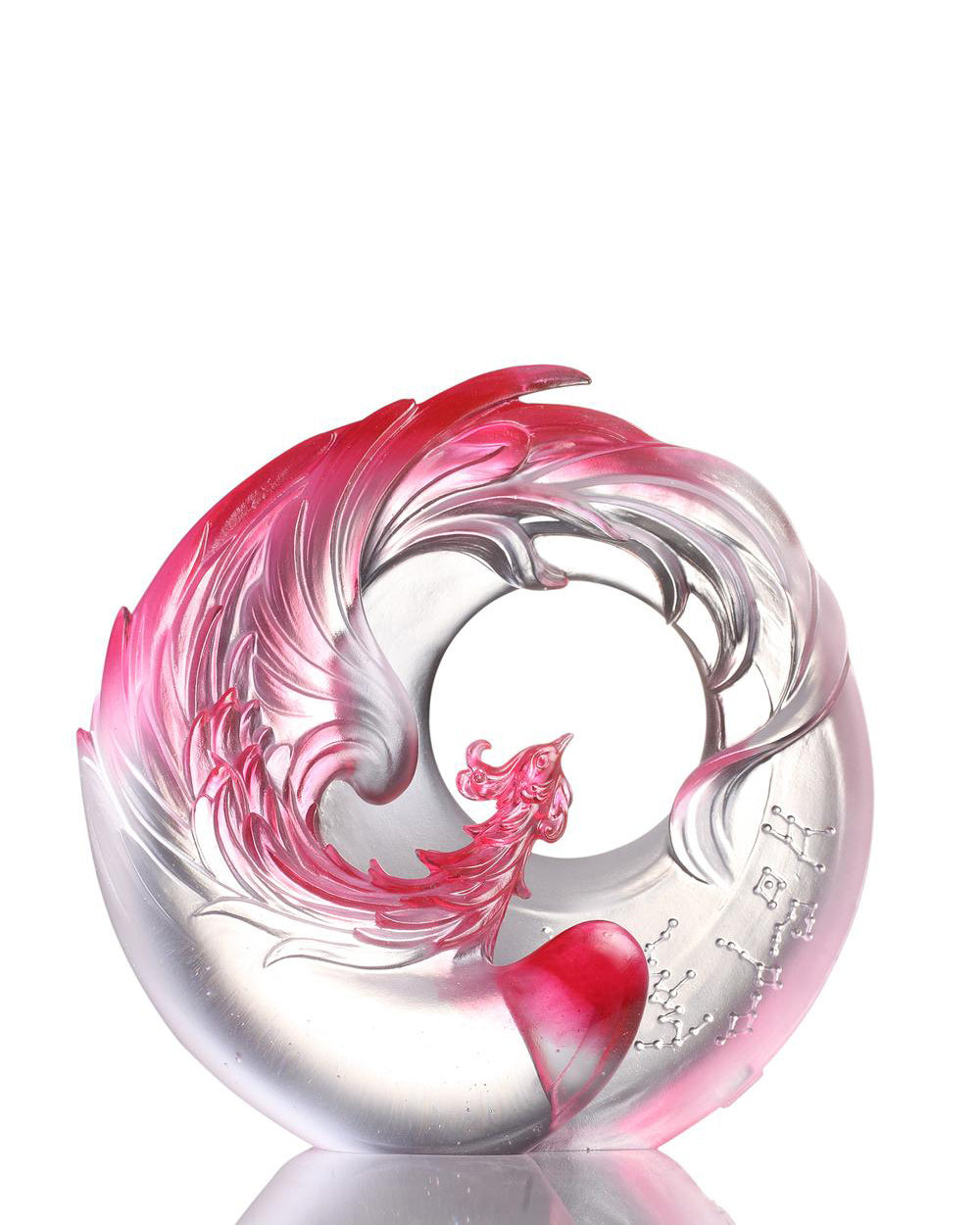 LIULI Crystal Art Crystal Mythical Creatures, Set of 5, Dragon, Vermillion Bird, Qilin, Tiger, Tortoise (Light set)