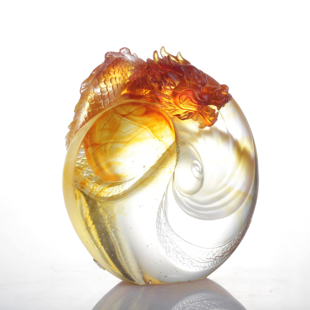 LIULI Crystal Art Dragon, Taichi, "Intention"