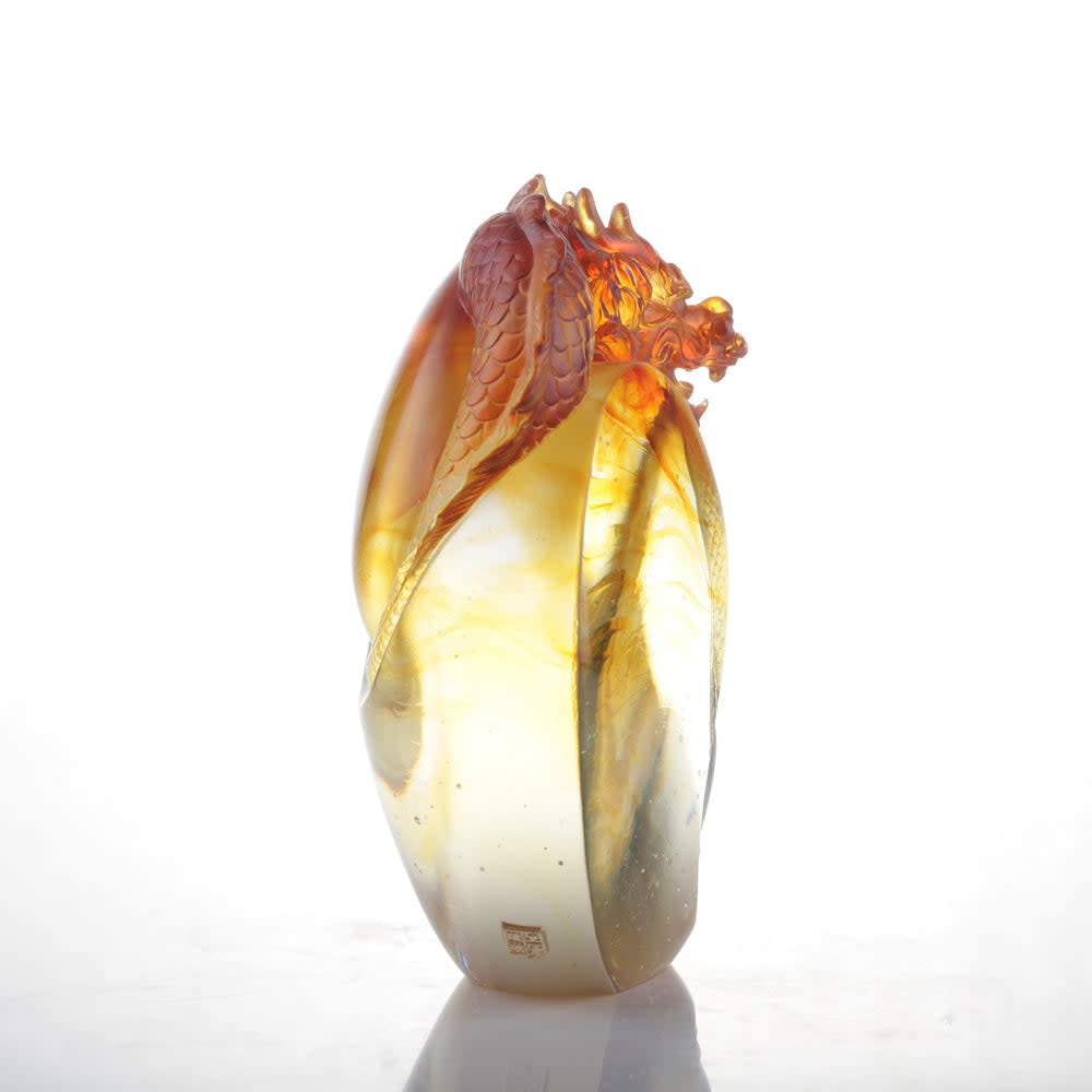 LIULI Crystal Art Dragon, Taichi, "Intention"