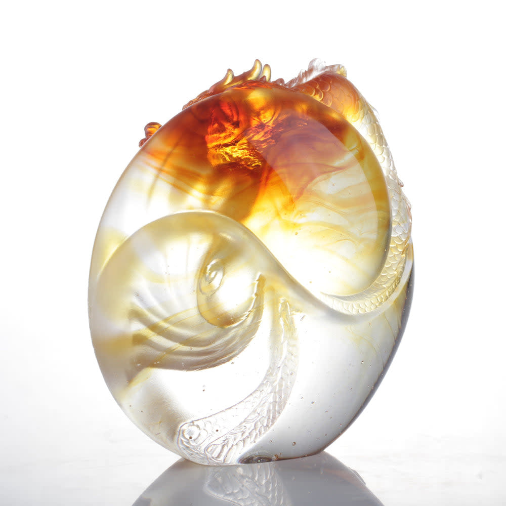LIULI Crystal Art Dragon, Taichi, "Intention"
