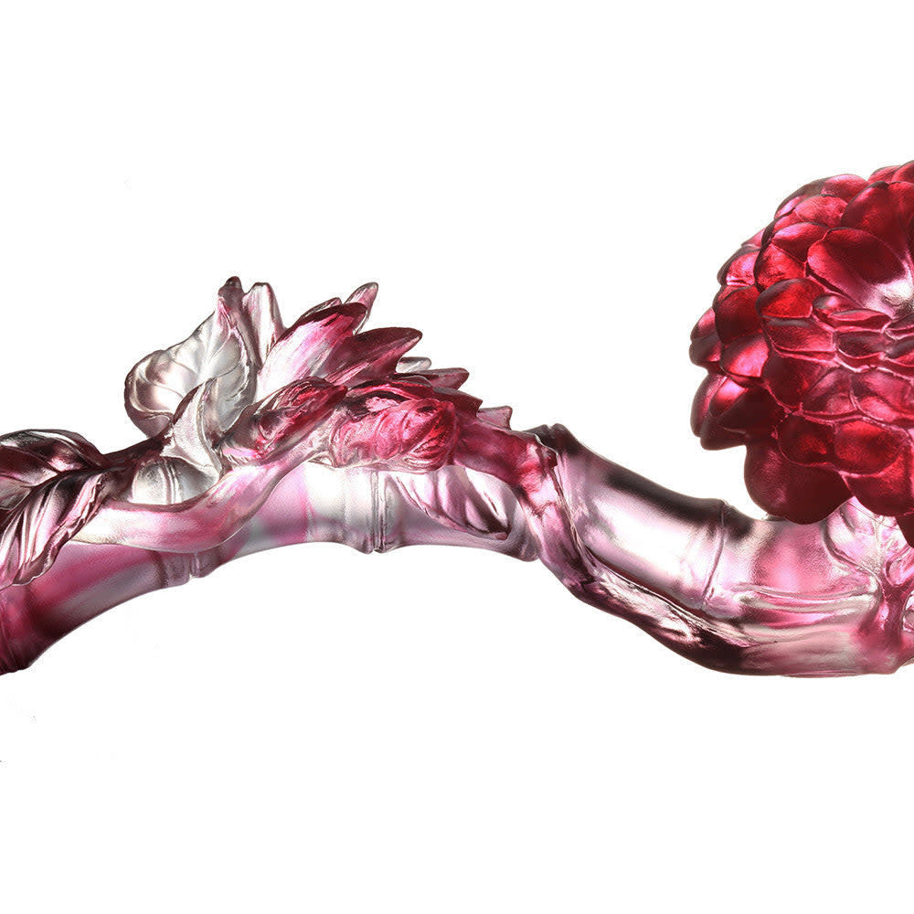 LIULI Crystal Art Crystal Feng Shui Ruyi, "Camellia, Ruyi of Virtue"