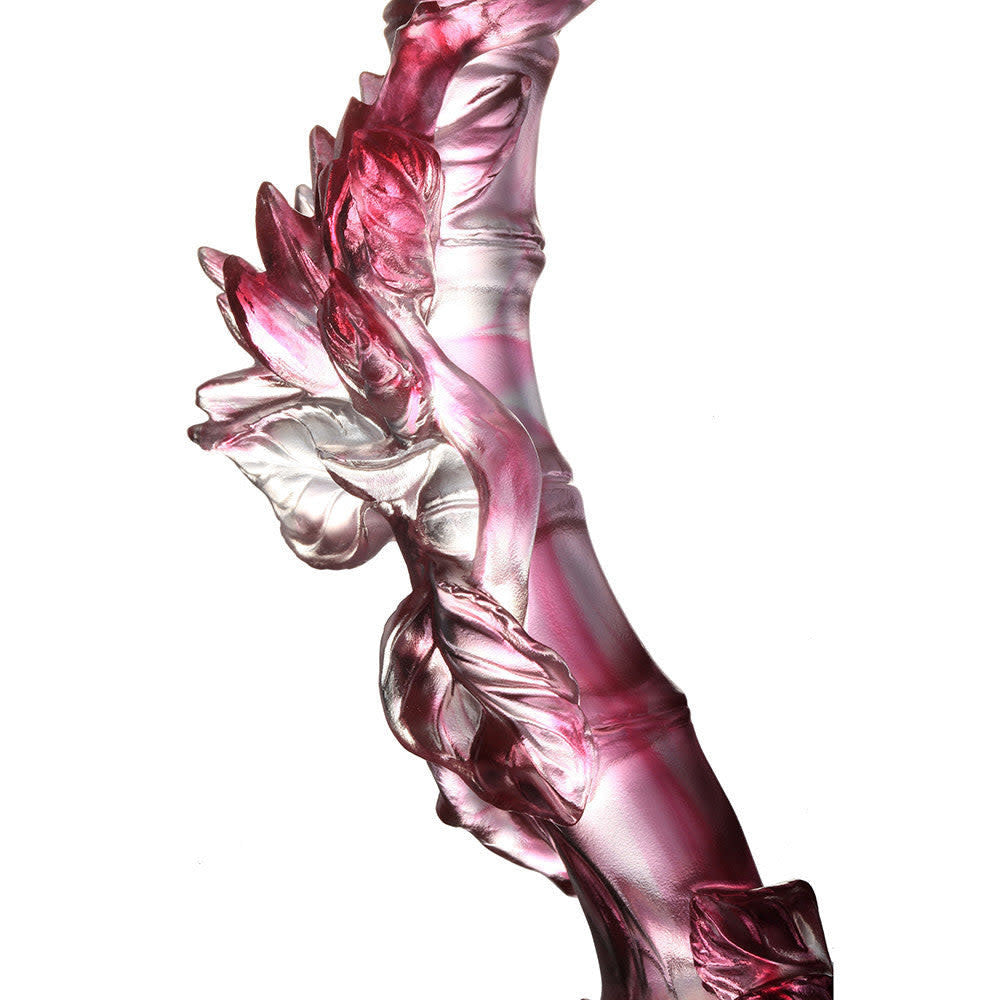 LIULI Crystal Art Crystal Feng Shui Ruyi, "Camellia, Ruyi of Virtue"