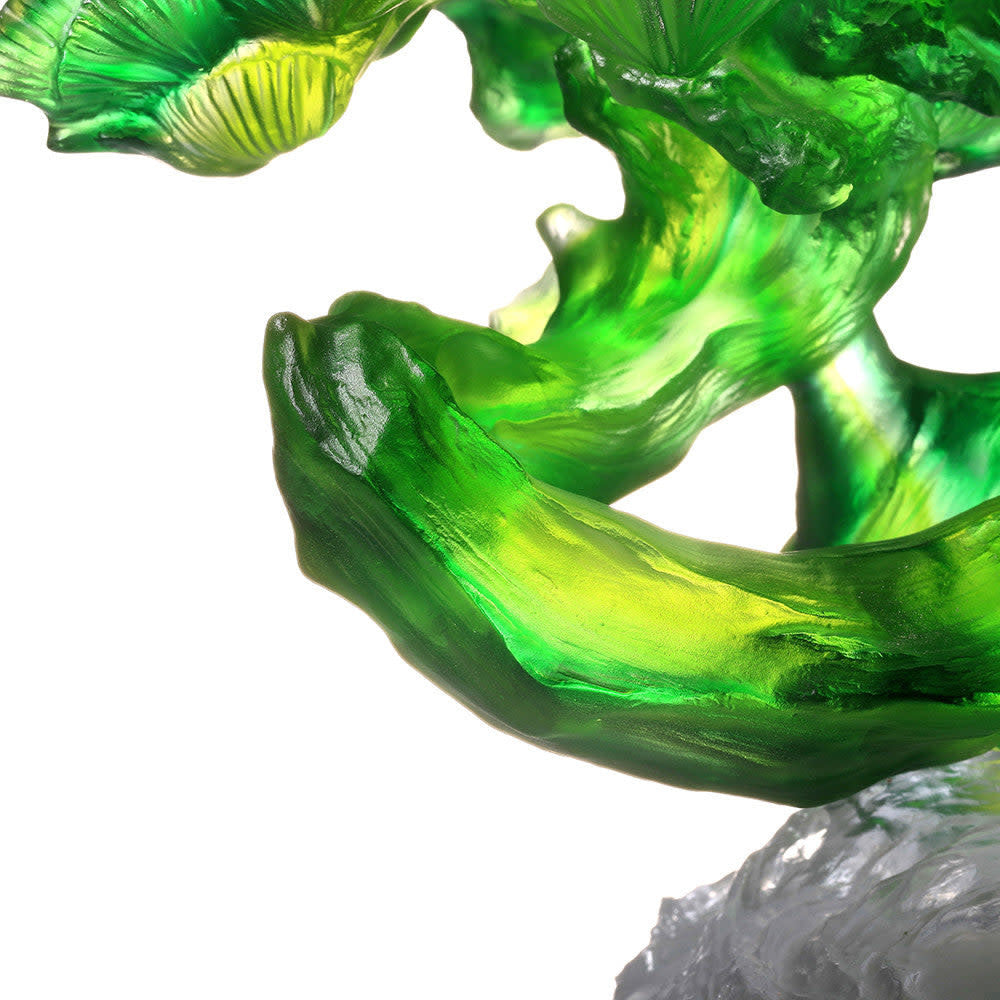 LIULI Crystal Art Crystal Ruyi, Feng Shui, Three-inlay Ruyi, "Heavenly Pine"