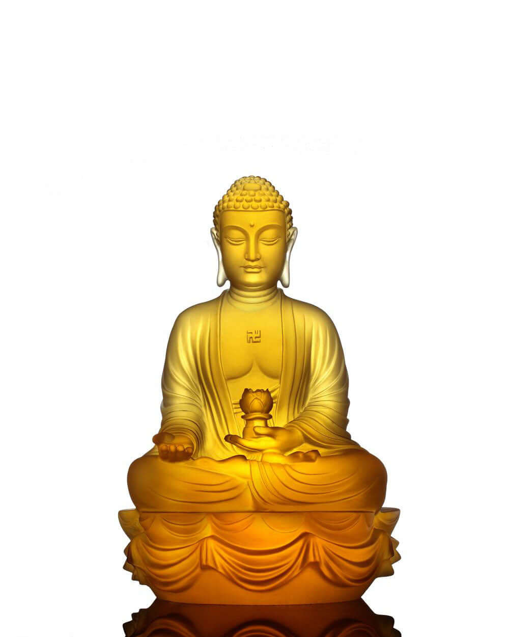 LIULI Crystal Art Crystal Buddhas of the Three Treasures (Set of 3), Mixed Colors