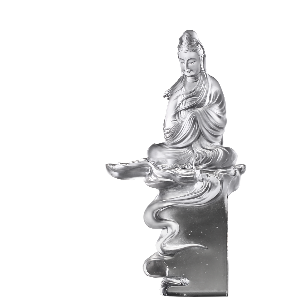 LIULI Crystal Art Crystal Guanyin, Mortal Smile-"A Free and Idle Heart"