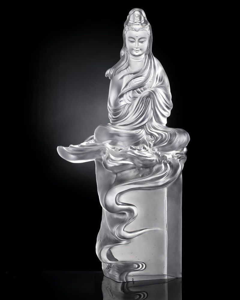 LIULI Crystal Art Crystal Guanyin, Mortal Smile-"A Free and Idle Heart"