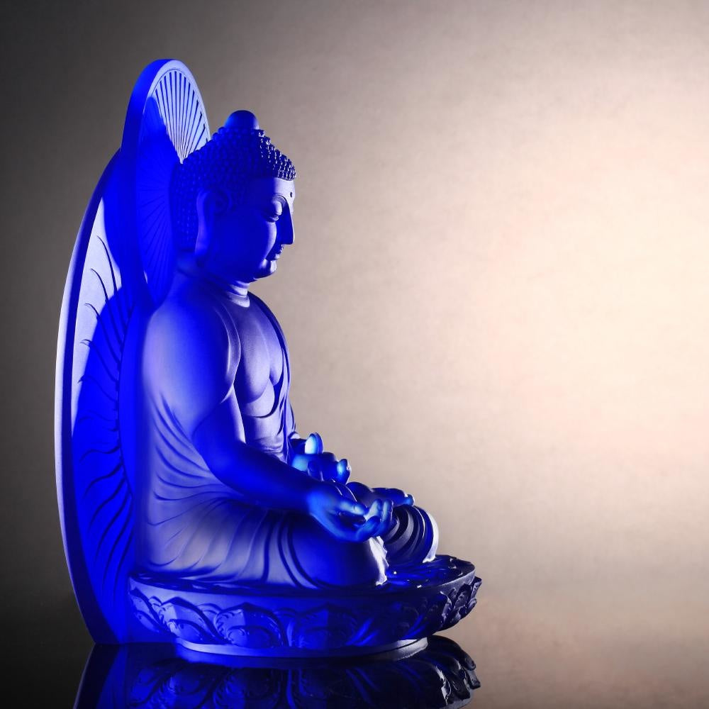 LIULI Crystal Art Crystal Medicine Buddha (Blue)