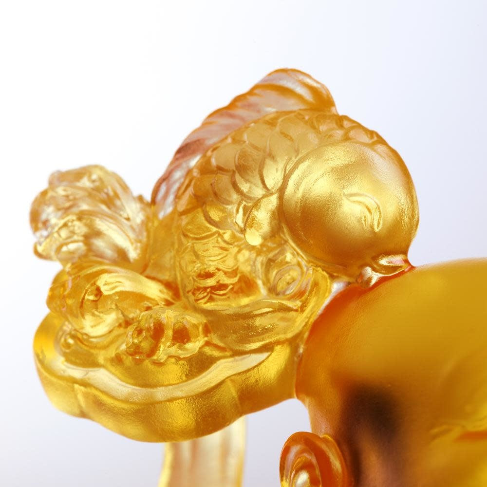 LIULI Crystal Art Crystal Happy Laughing Buddha, Ruyi Glass Sculpture