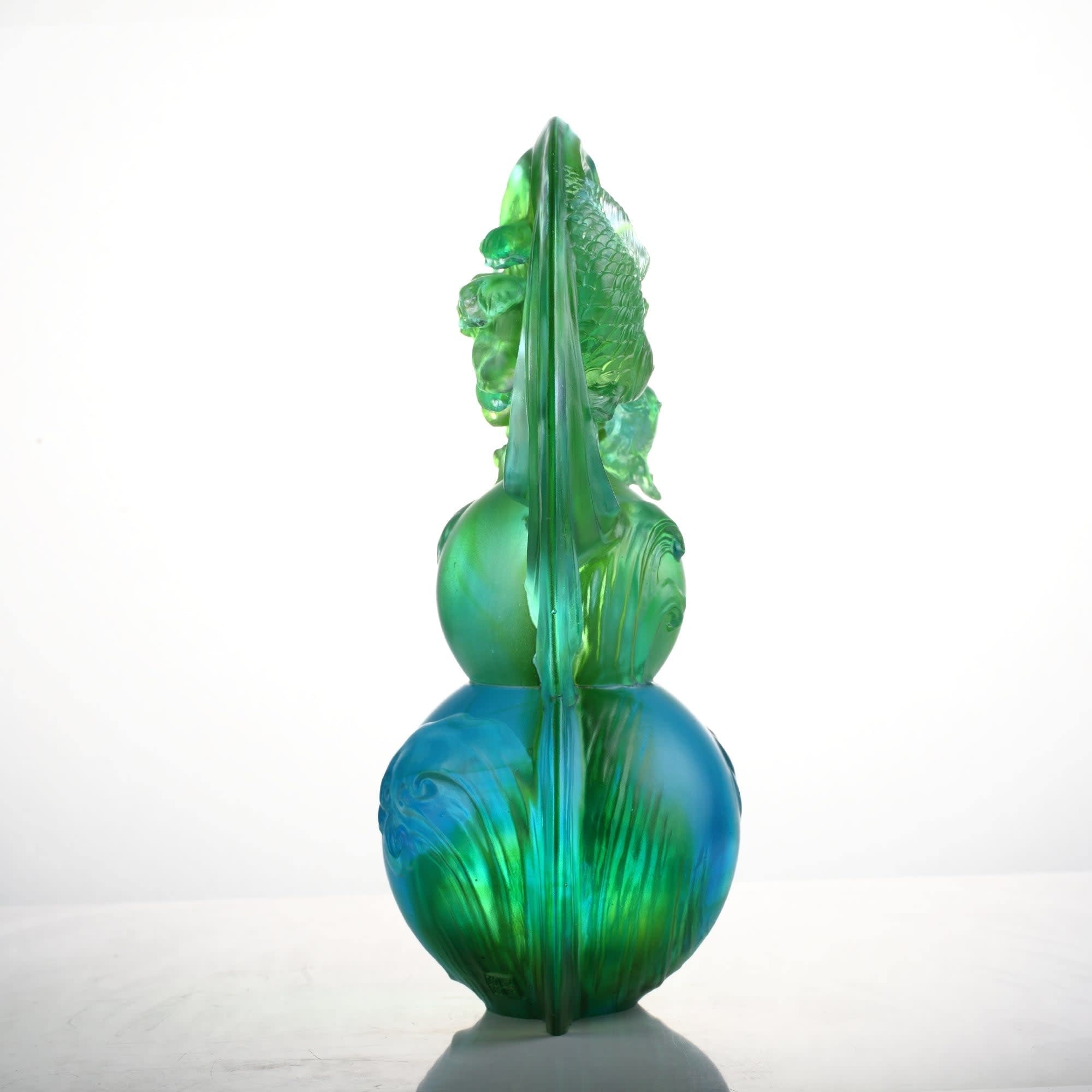 LIULI Crystal Art Crystal Hulu Gourd & Fish, "Source of Abundance"