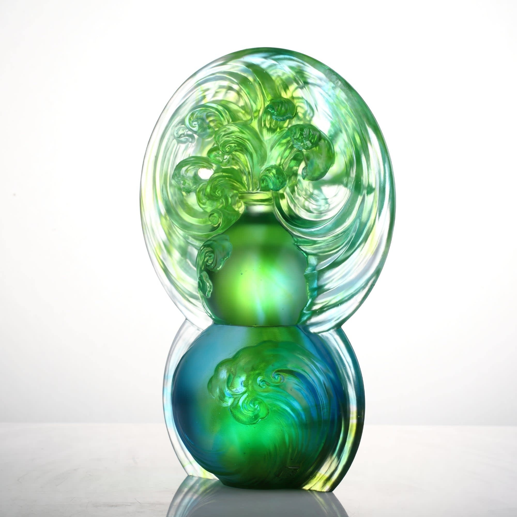 LIULI Crystal Art Crystal Hulu Gourd & Fish, "Source of Abundance"