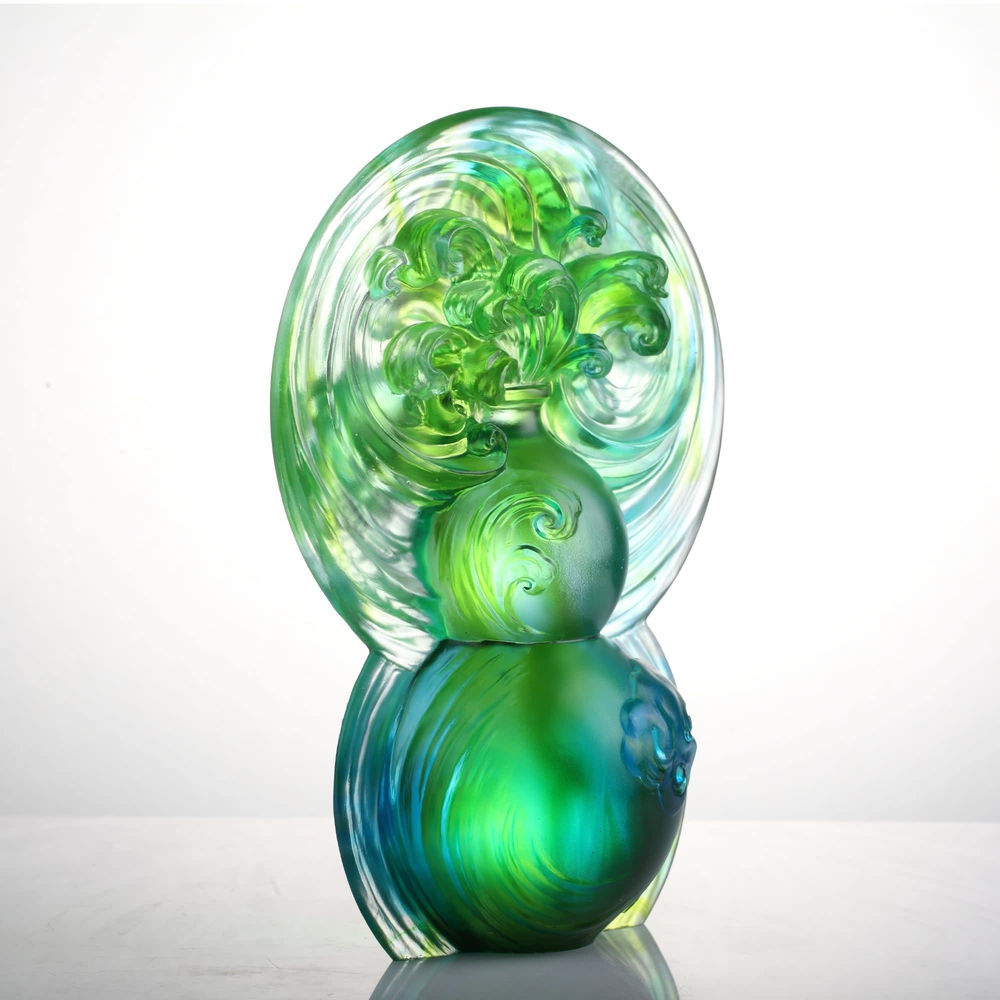 LIULI Crystal Art Crystal Hulu Gourd & Fish, "Source of Abundance"