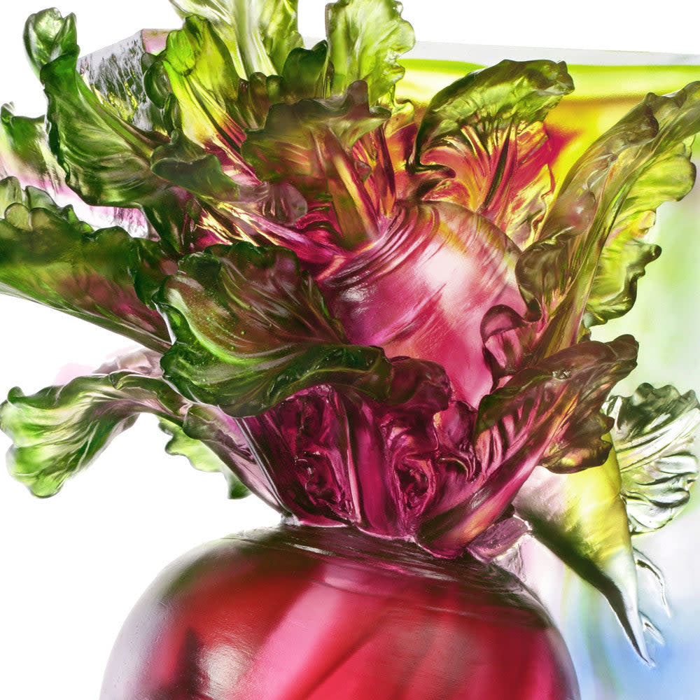 LIULI Crystal Art Crystal Radish & Daikon Fengshui Sculpture, "Fortunes Doubled"