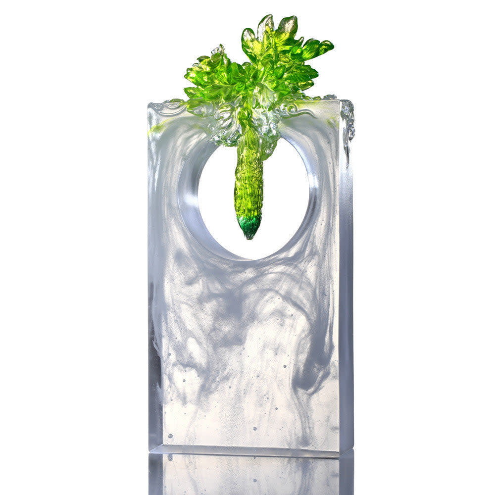 LIULI Crystal Art Crystal Sculpture, Bitter Melon, "Bittersweet"