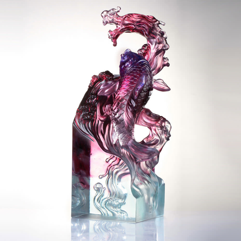 LIULI Crystal Art Crystal Dragon-Fish, "Rising Into the Heavens"