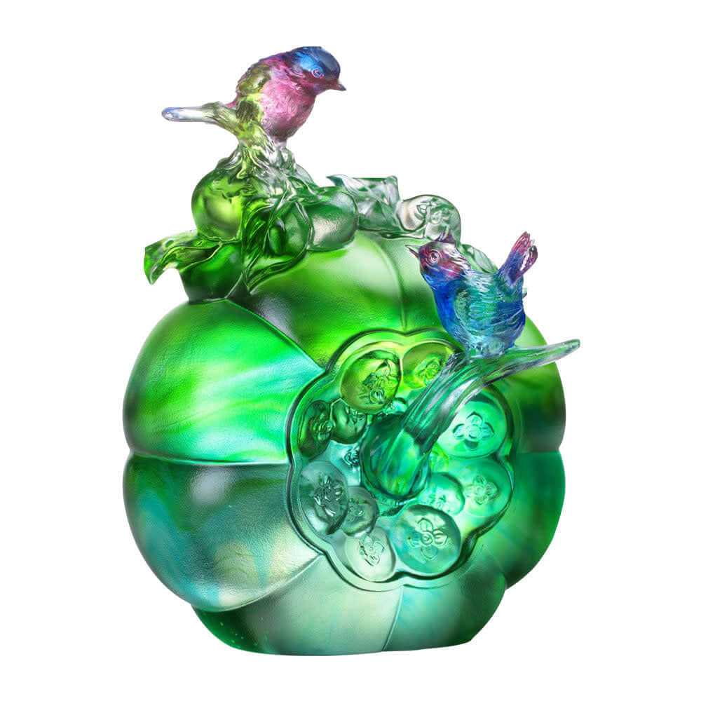LIULI Crystal Art Crystal Bird, Siskin, "The Allure of Spring"