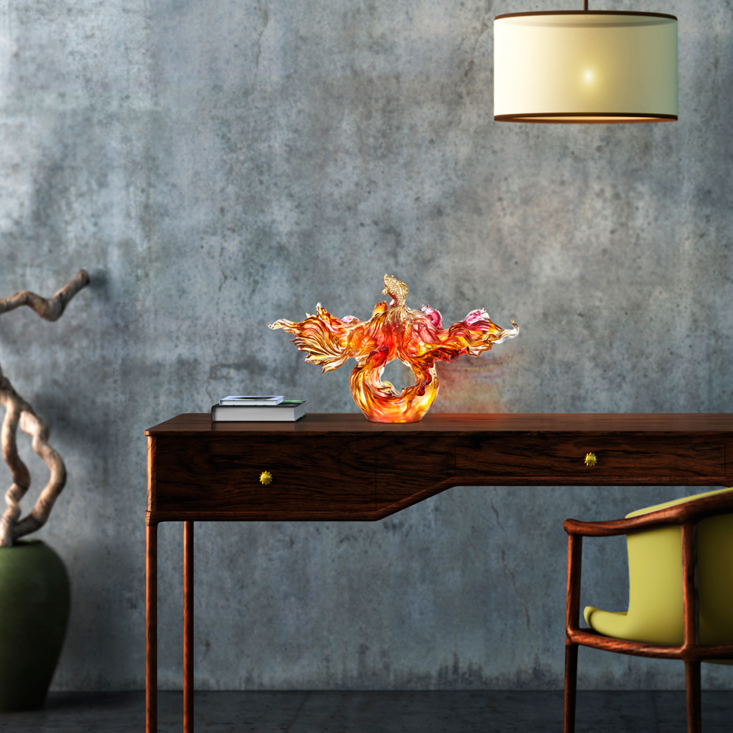 LIULI Crystal Art Crystal Fish, Goldfish, Rising New Era, 24k Gold Leaf