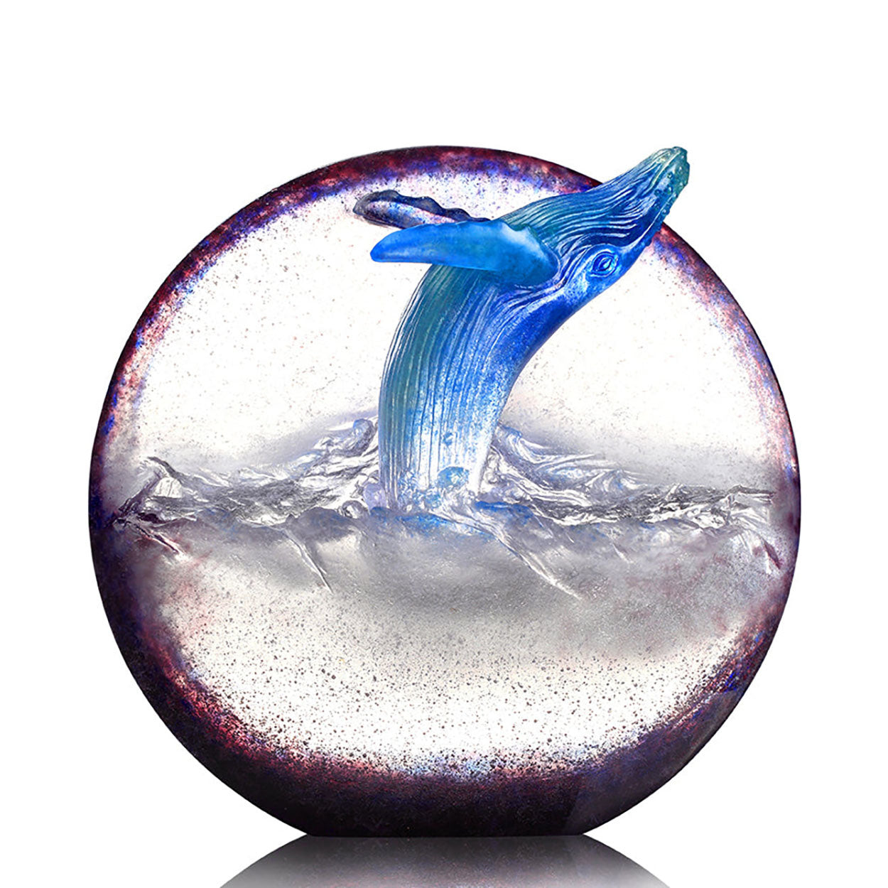 LIULI Crystal Art LIULI Crystal Whale Sculpture "Love all Humankind, Honor the Heavens"