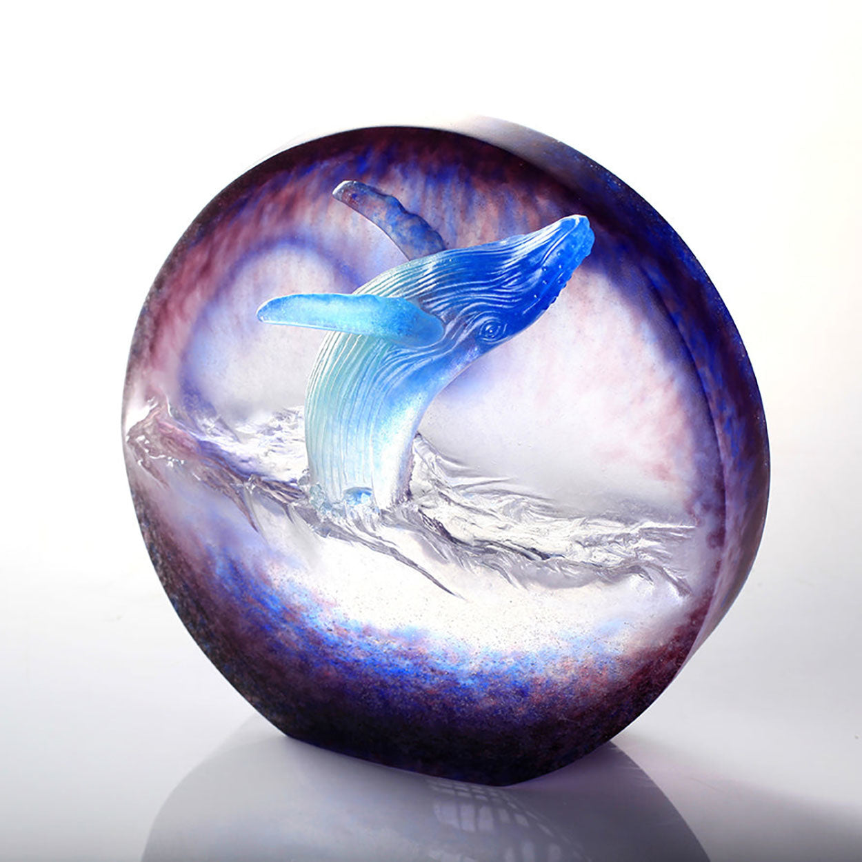 LIULI Crystal Art LIULI Crystal Whale Sculpture "Love all Humankind, Honor the Heavens"
