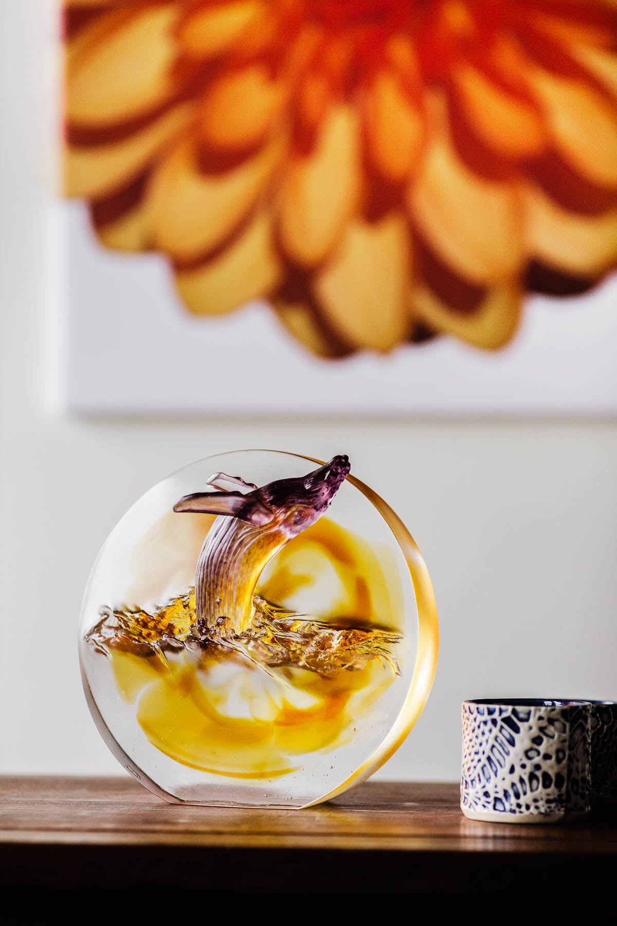 LIULI Crystal Art LIULI Crystal Whale Sculpture "Love all Humankind, Honor the Heavens"