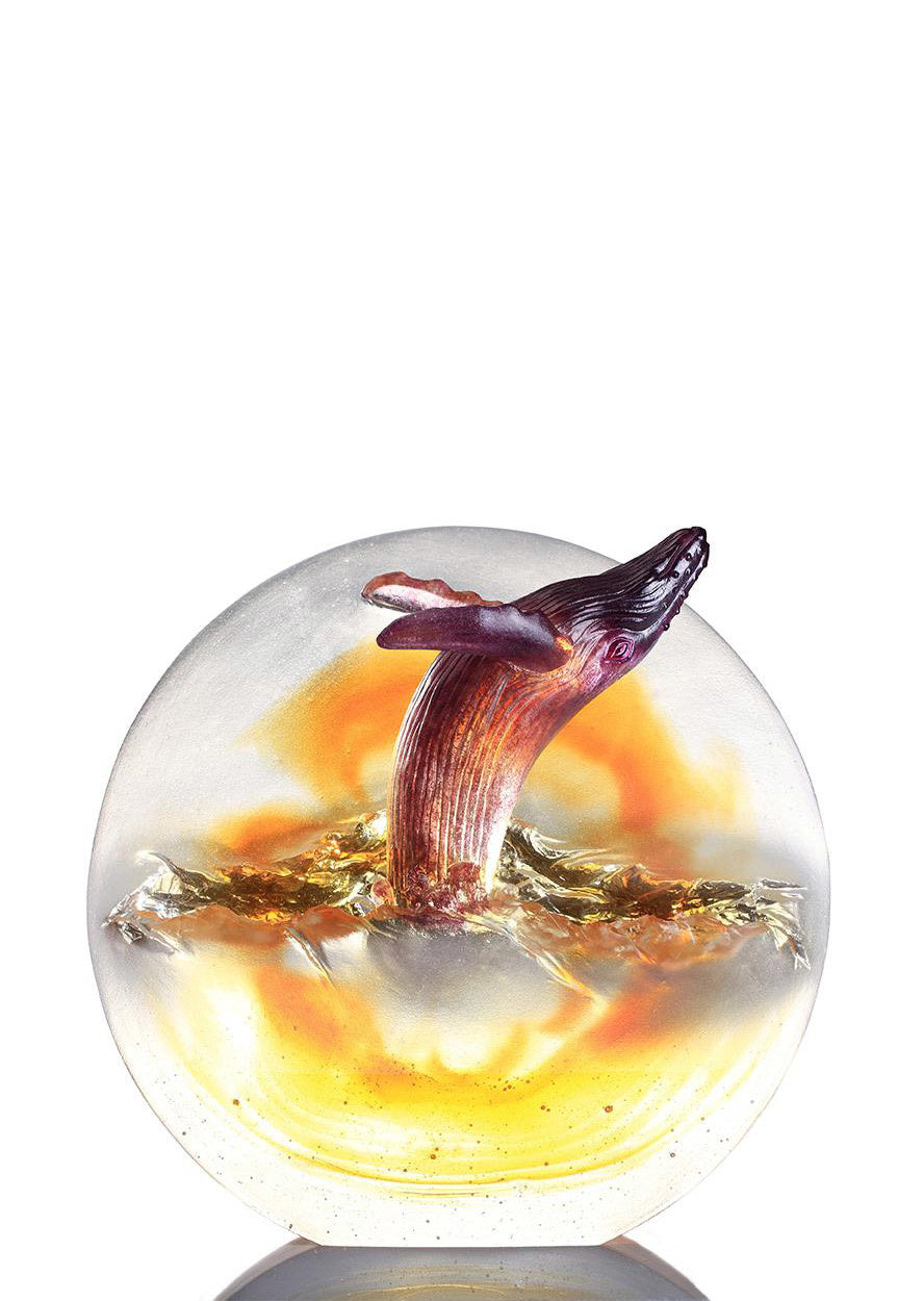 LIULI Crystal Art LIULI Crystal Whale Sculpture "Love all Humankind, Honor the Heavens"