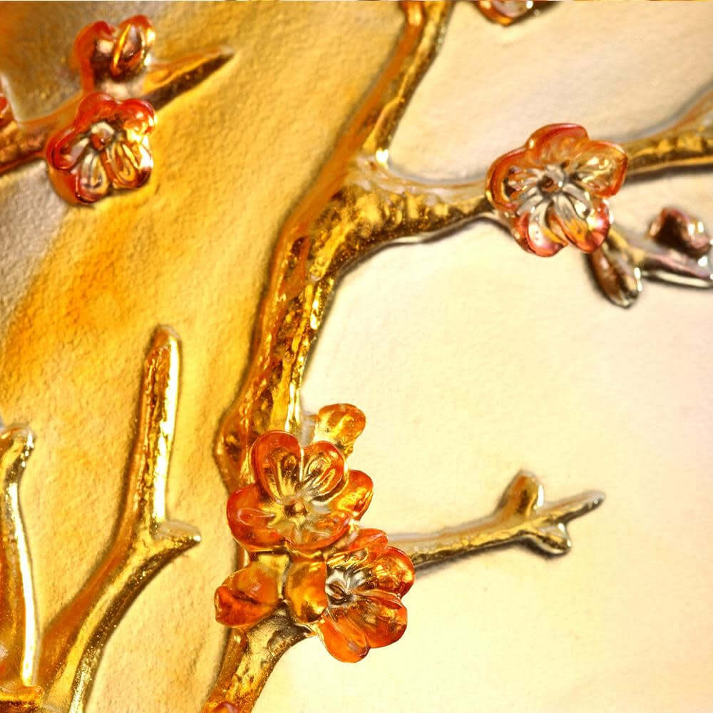 LIULI Crystal Art Crystal Deer Statue "Song of Triumph" in Amber (Limited Edition)