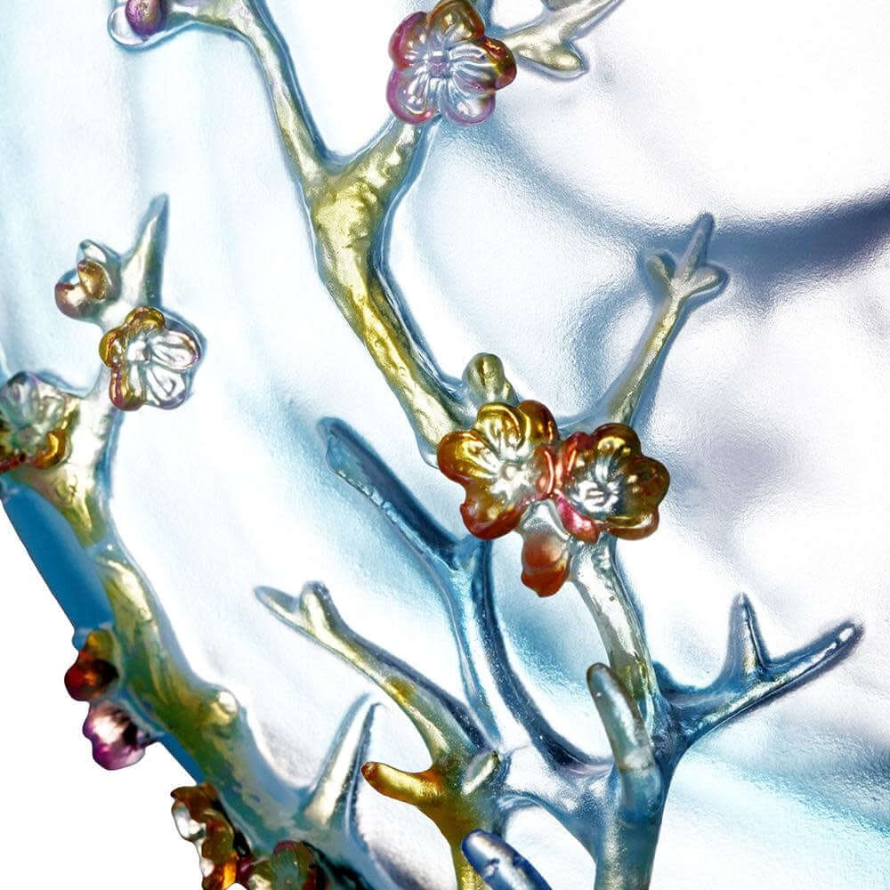 LIULI Crystal Art Crystal Deer Statue "Song of Triumph" in Blue