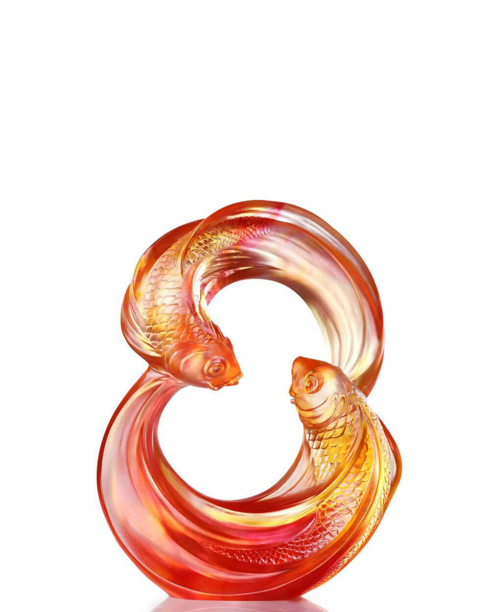 LIULI Crystal Art Crystal Carp Fish Sculpture, "Together, We Rise" (Limited Edition)