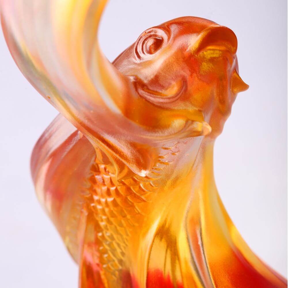 LIULI Crystal Art Crystal Carp Fish Sculpture, "Together, We Rise" (Limited Edition)