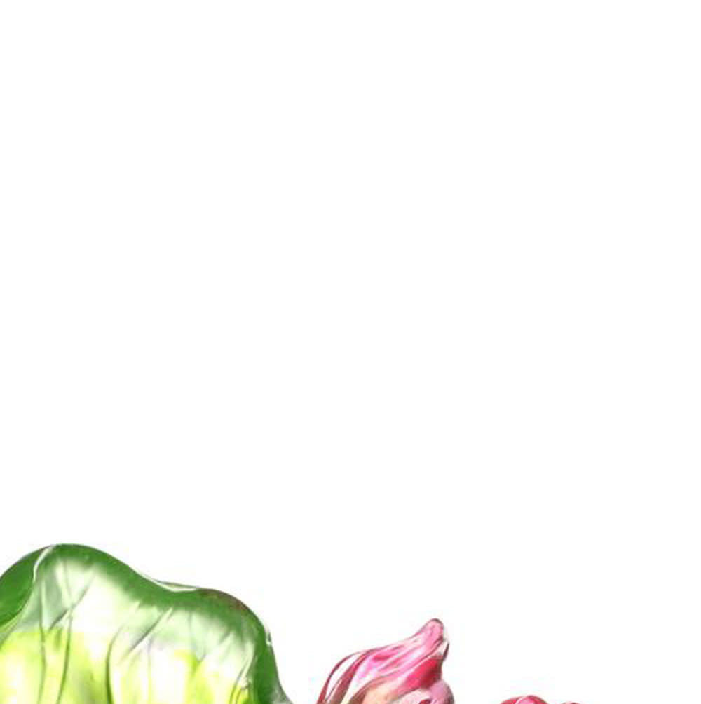 LIULI Crystal Art LIULI Crystal Fish and Lotus Leaves, "Precious Harmony" in Green