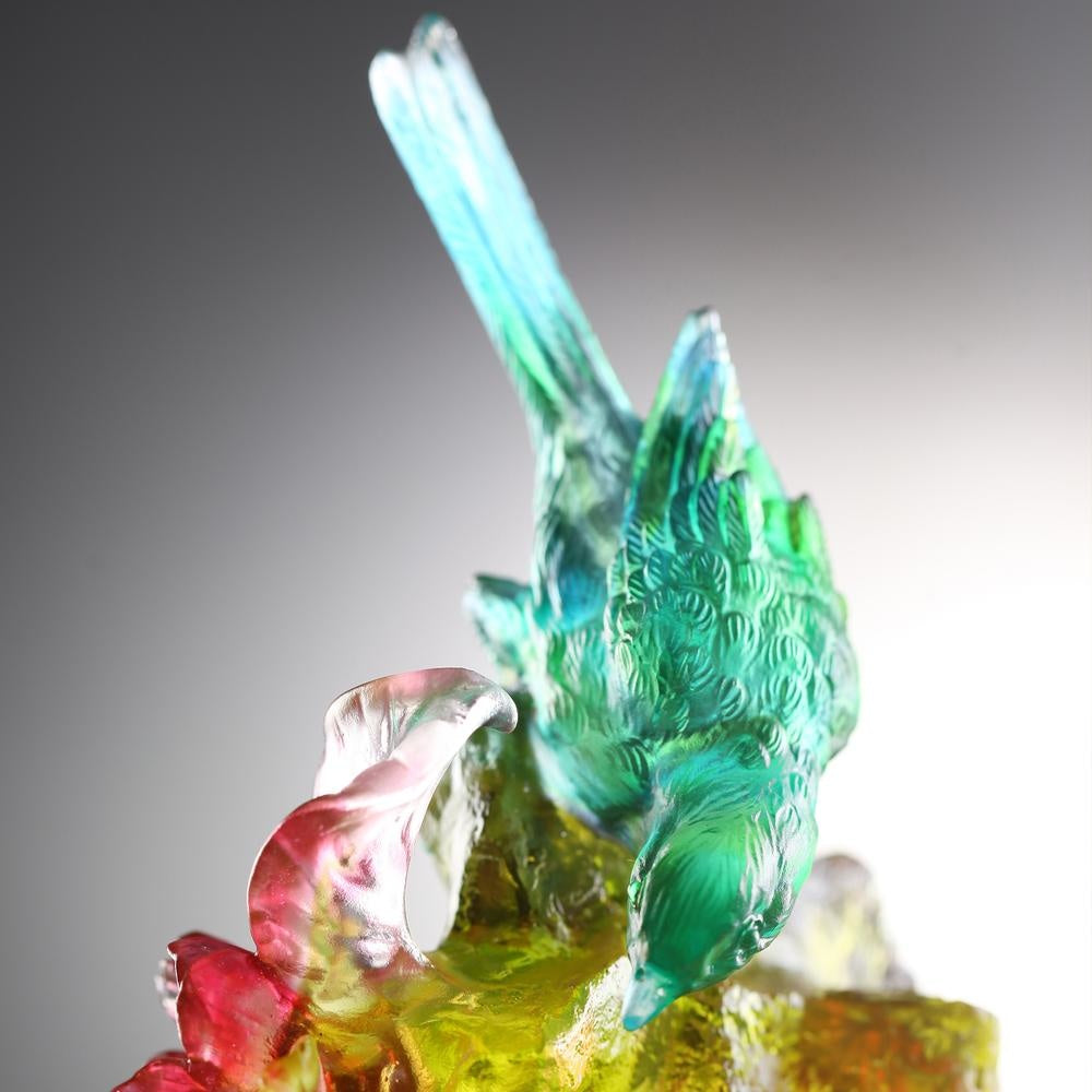 LIULI Crystal Art Crystal Fish and Bird, "Beauty Lies Between Here and There"