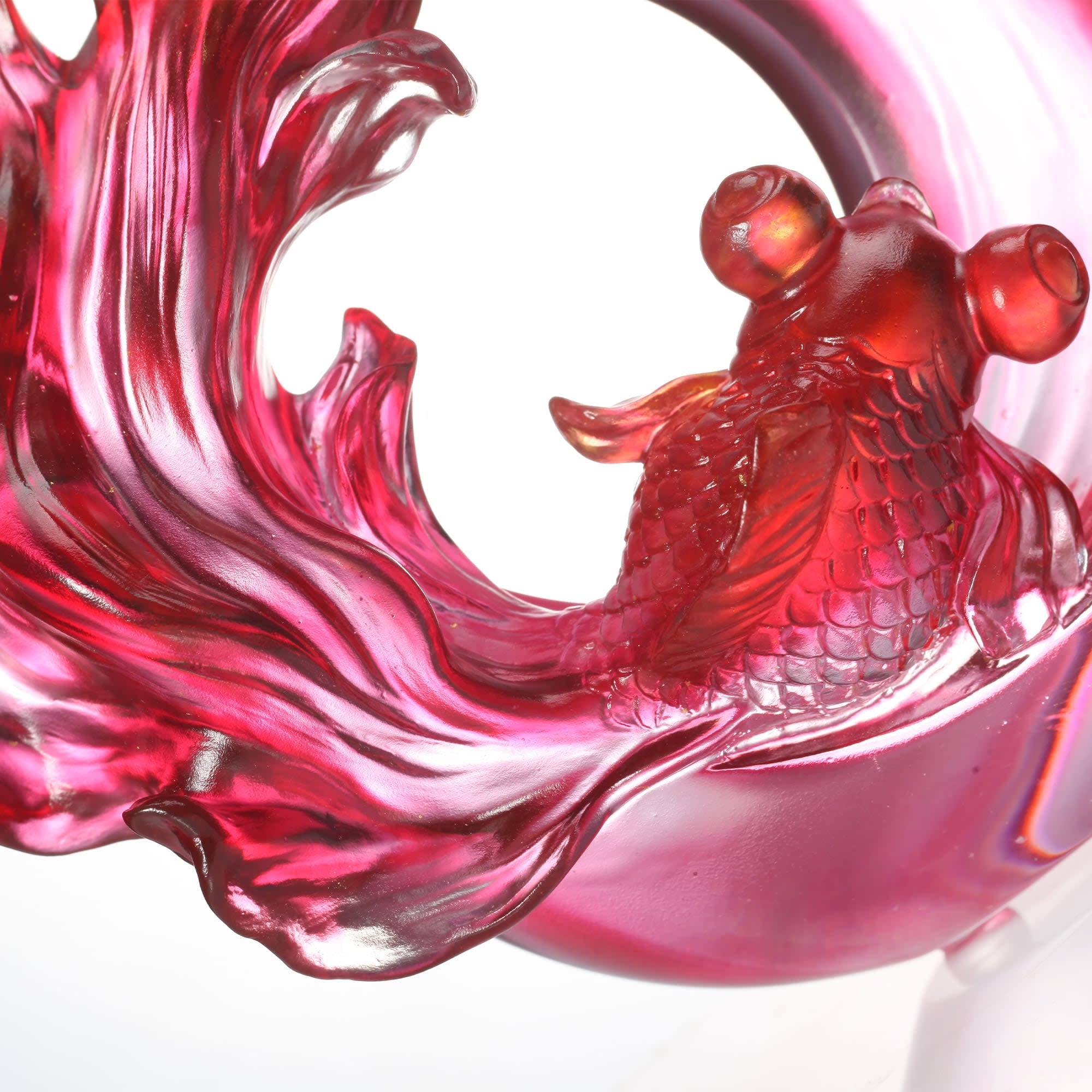LIULI Crystal Art Crystal Goldfish Sculpture, "In Fulfillment"