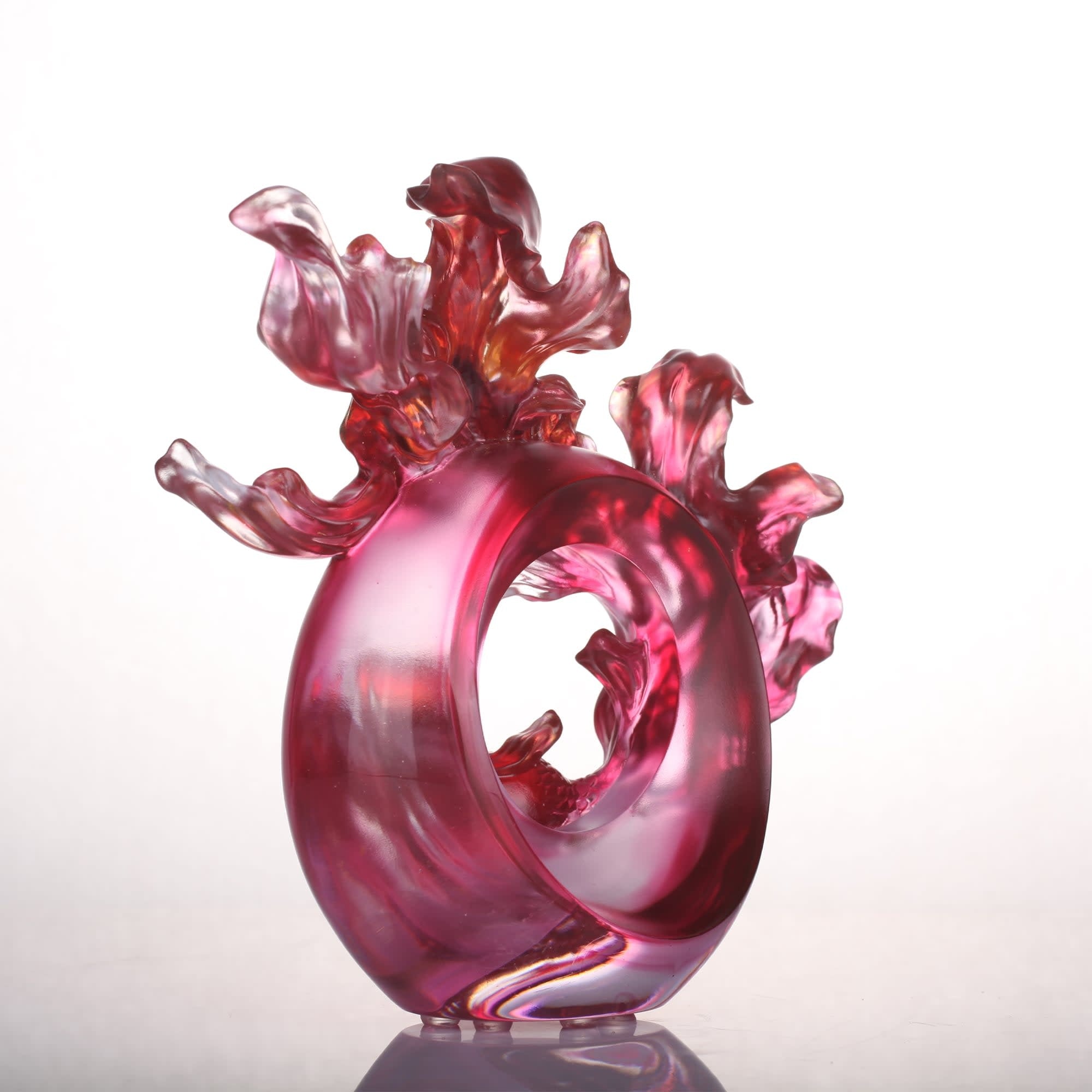LIULI Crystal Art Crystal Goldfish Sculpture, "In Fulfillment"