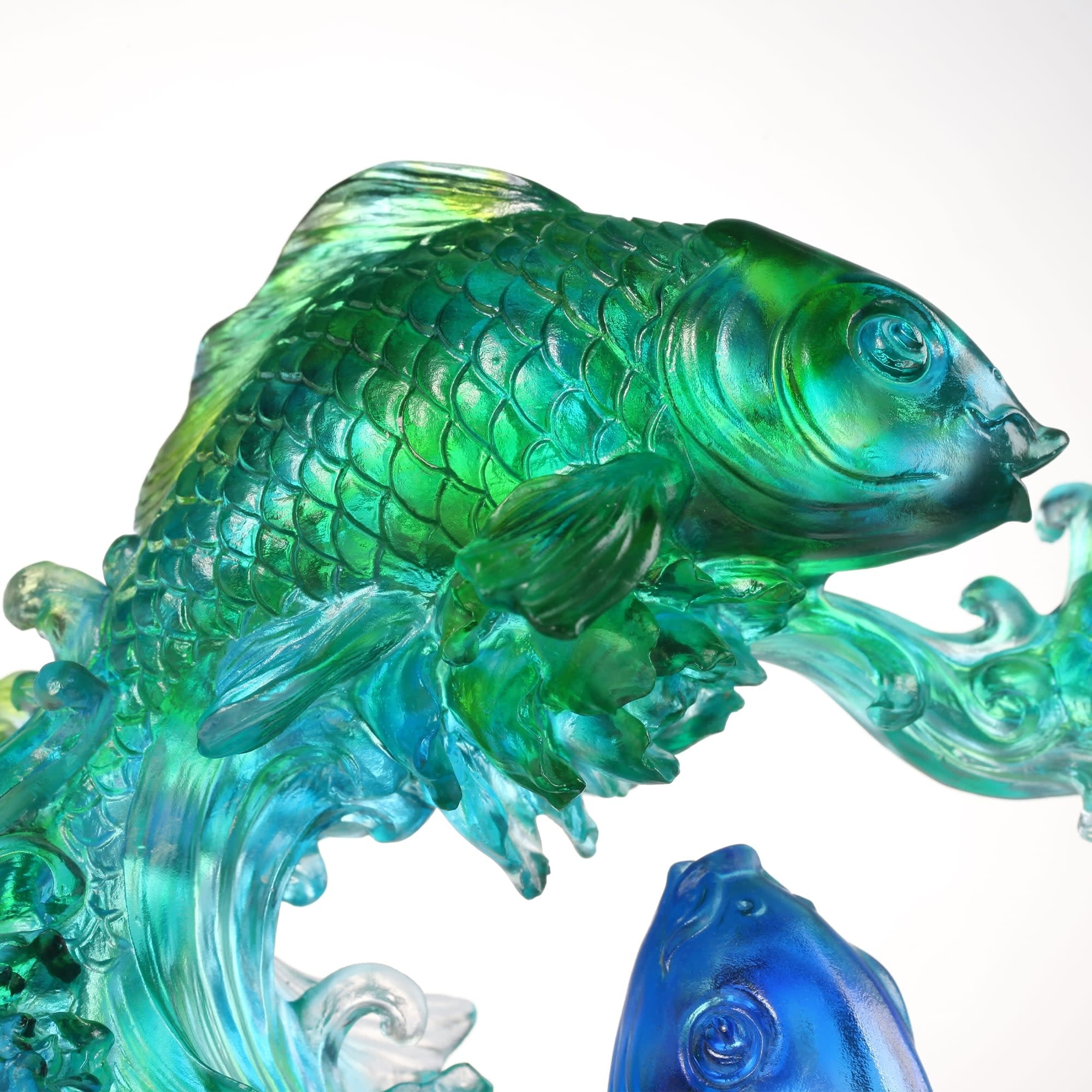 LIULI Crystal Art Crystal Koi Fish Sculpture, "In Splendor"