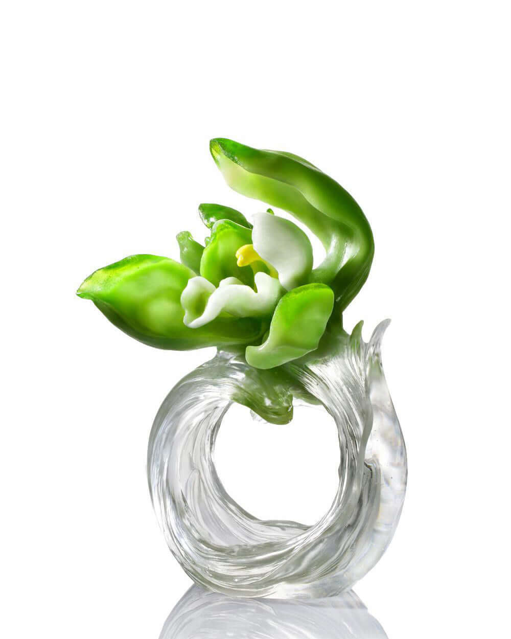 LIULI Crystal Art Collector Edition Crystal Orchid, "Imminent Spring Dance"