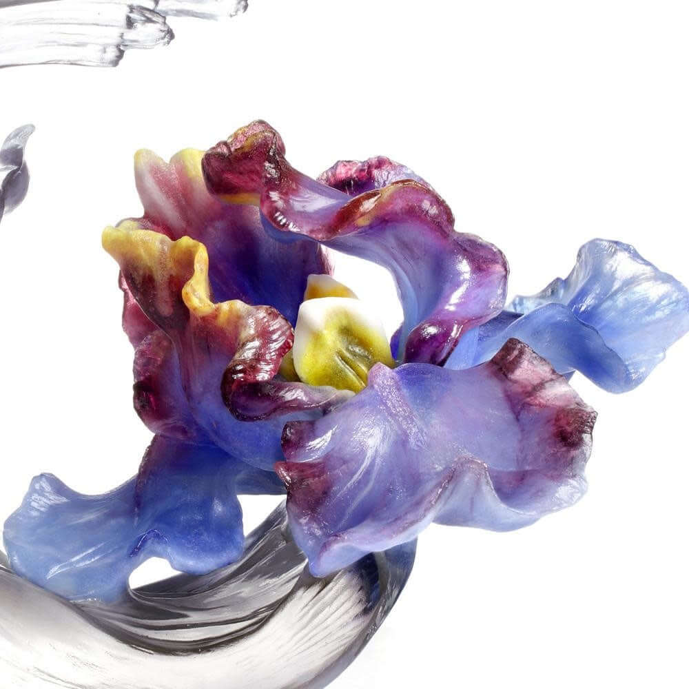 LIULI Crystal Art Collector Edition-Crystal Flower, Iris, A Chinese Liuli Flower, Arising through Contentment