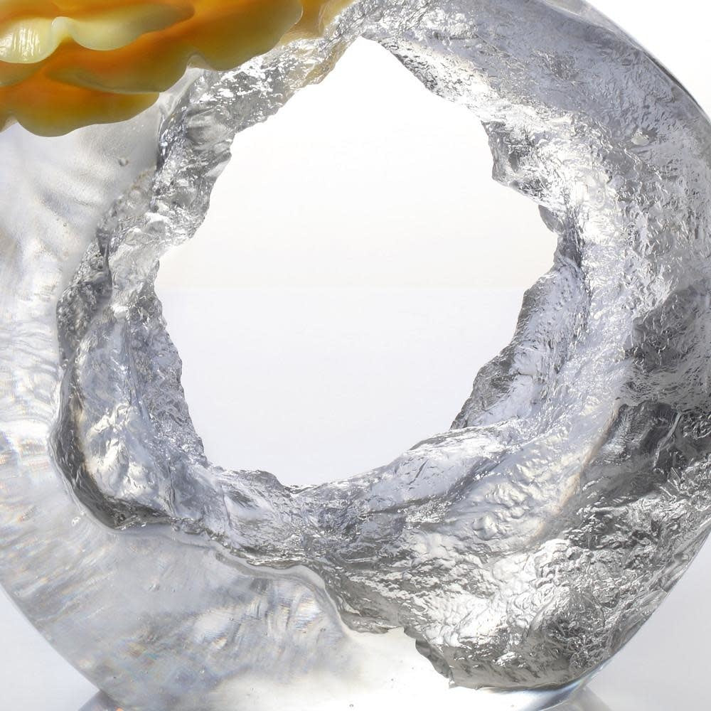 LIULI Crystal Art Crystal Flower Camellia Bloom Sculpture "Singular Elegance"