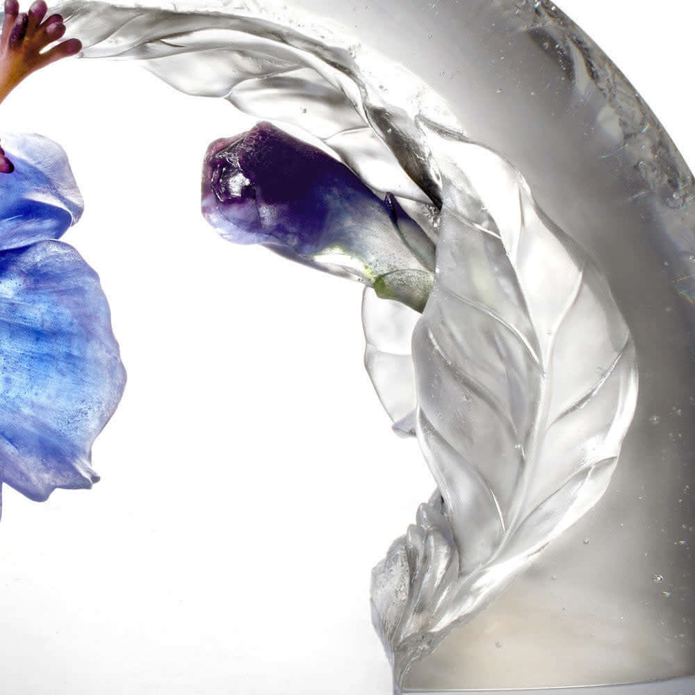 LIULI Crystal Art Collector Edition-Crystal Flower, Hibiscus, "Song of the Morning Flower"