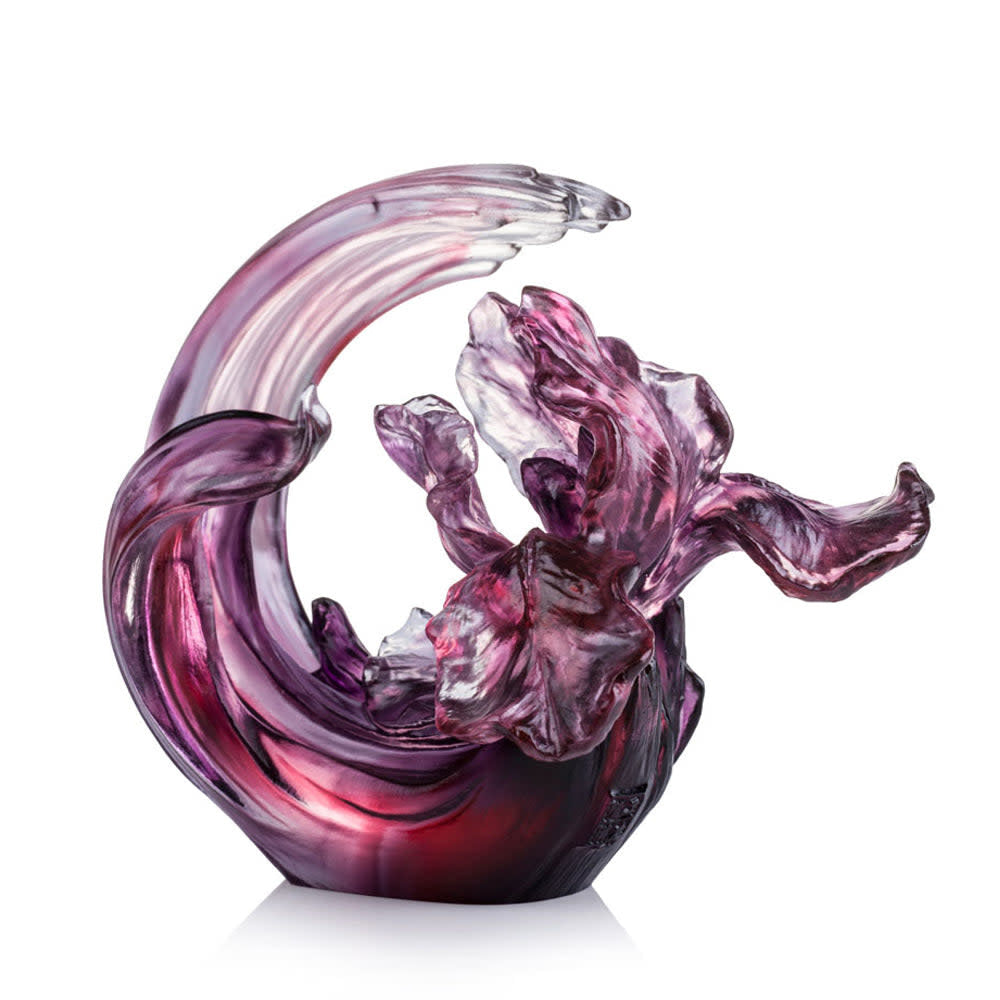 LIULI Crystal Art Crystal Iris, "Arising through Contentment" with Display Base