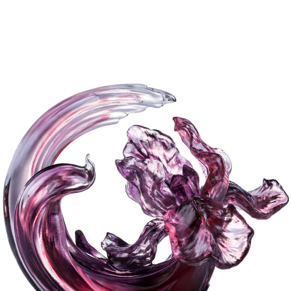 LIULI Crystal Art Crystal Iris, "Arising through Contentment" with Display Base