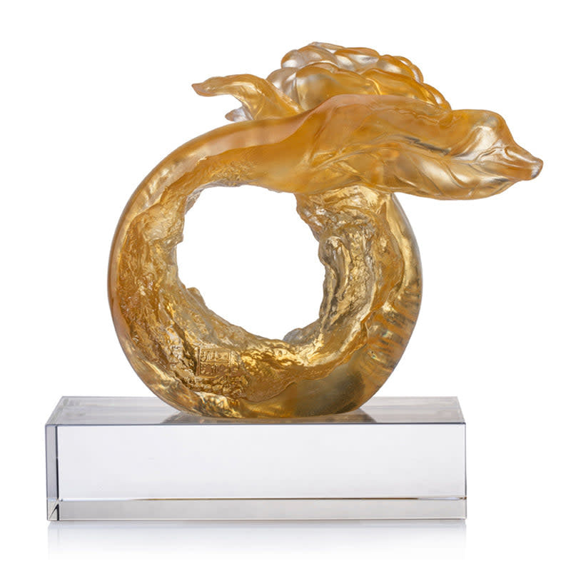 LIULI Crystal Art Crystal Flower, "Camellia, Singular Elegance" (Special Edition, Come with Display Base)