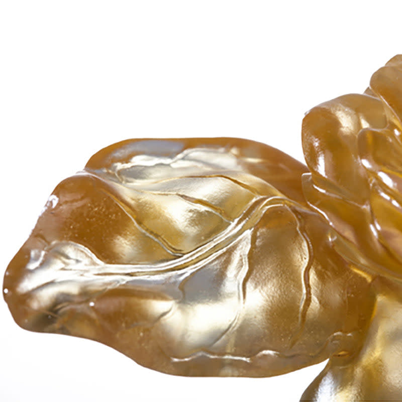 LIULI Crystal Art Crystal Flower, "Camellia, Singular Elegance" (Special Edition, Come with Display Base)